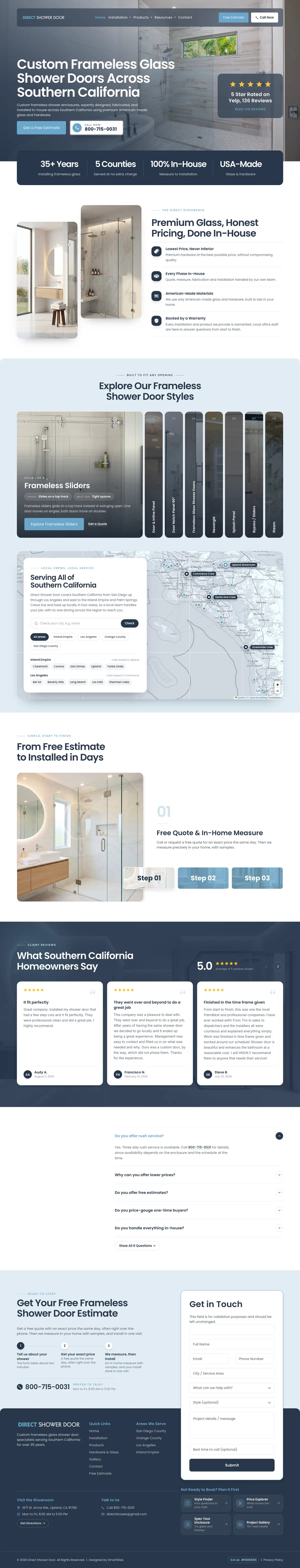 Direct Shower Door homepage, full length