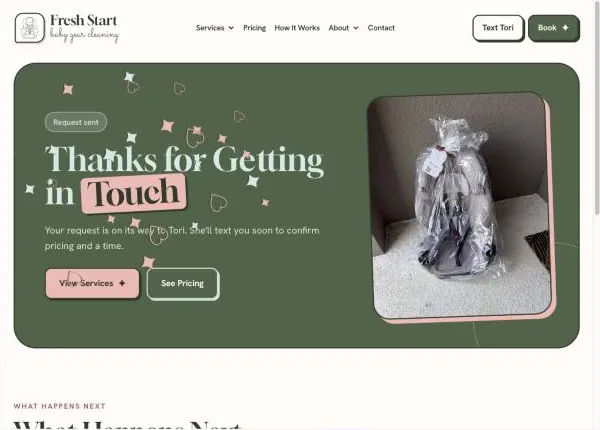Fresh Start Baby Gear Cleaning: Thank-you page