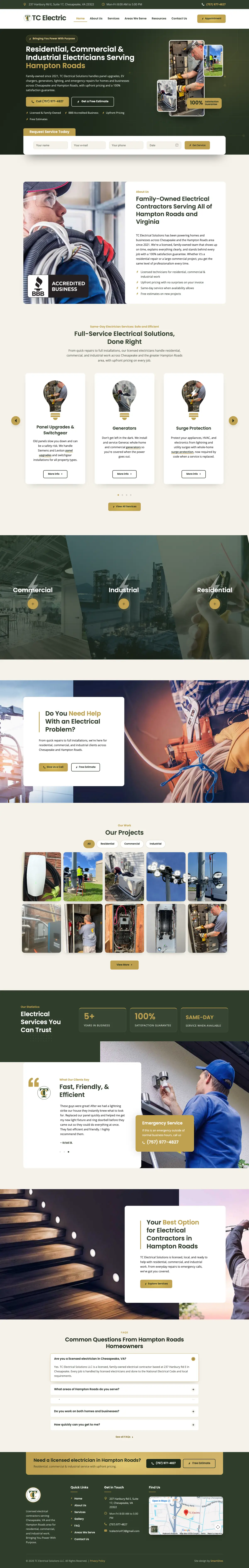 TC Electric homepage, full length
