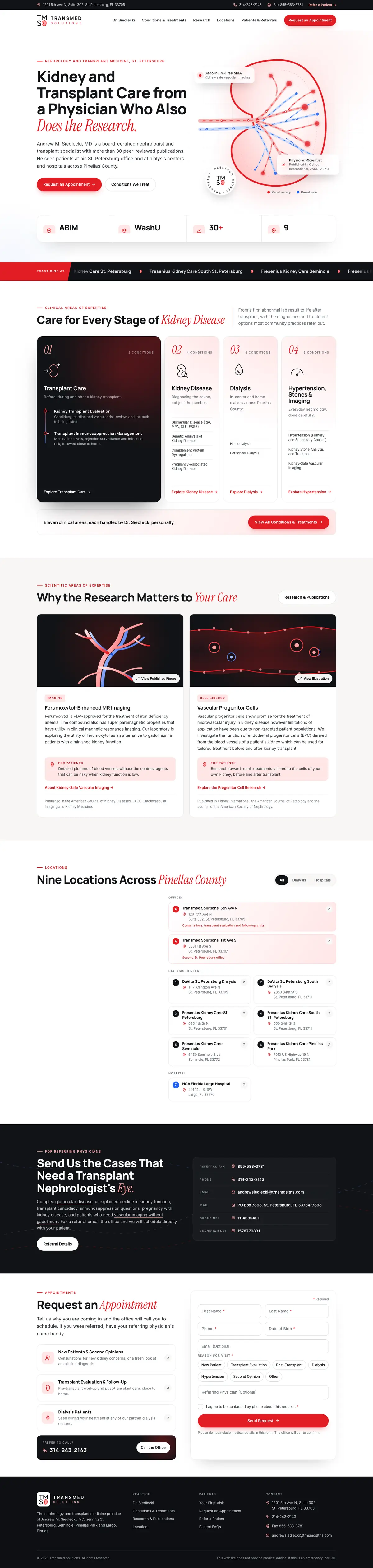 Transmed Solutions homepage, full length