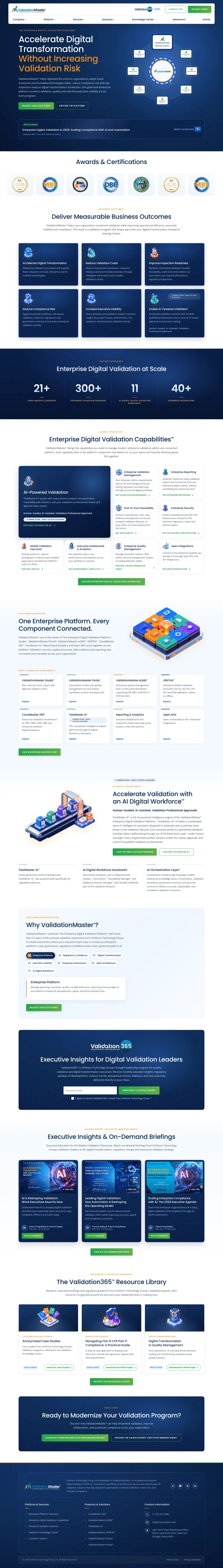 ValidationMaster homepage, full length
