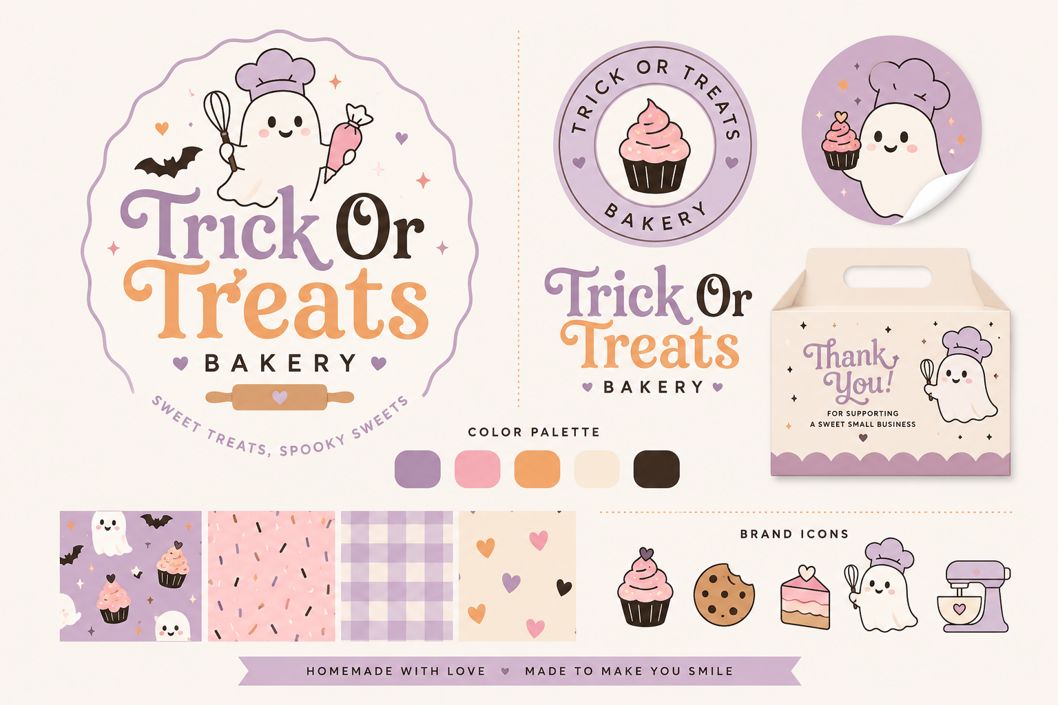 Trick or Treats Bakery branding and logo
